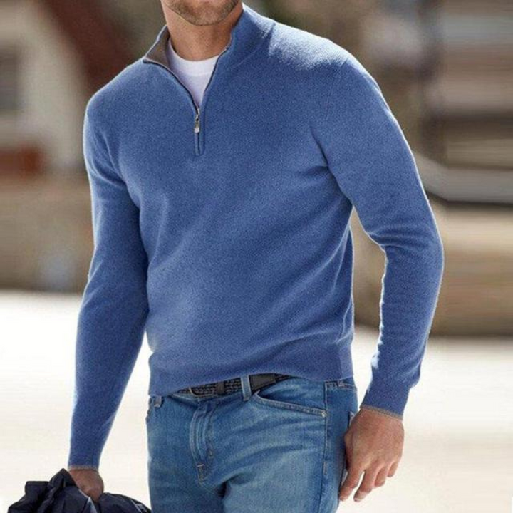 Bequemer Pullover mit halbem Reißverschluss