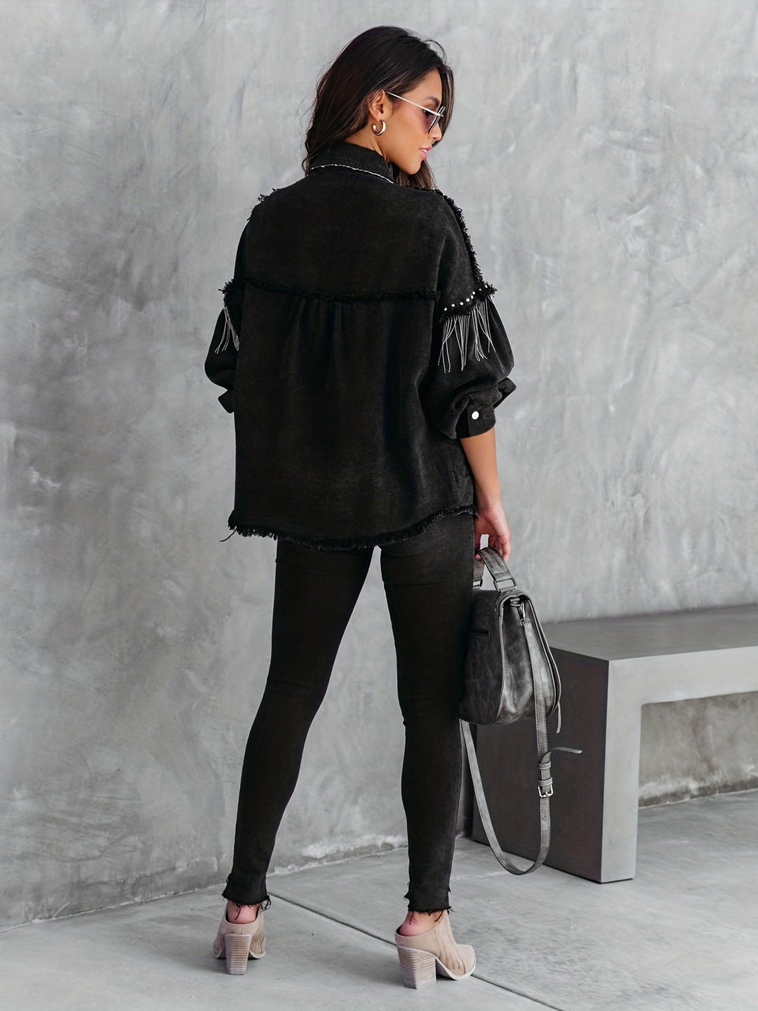 Elle - giacca di jeans elegante con frange