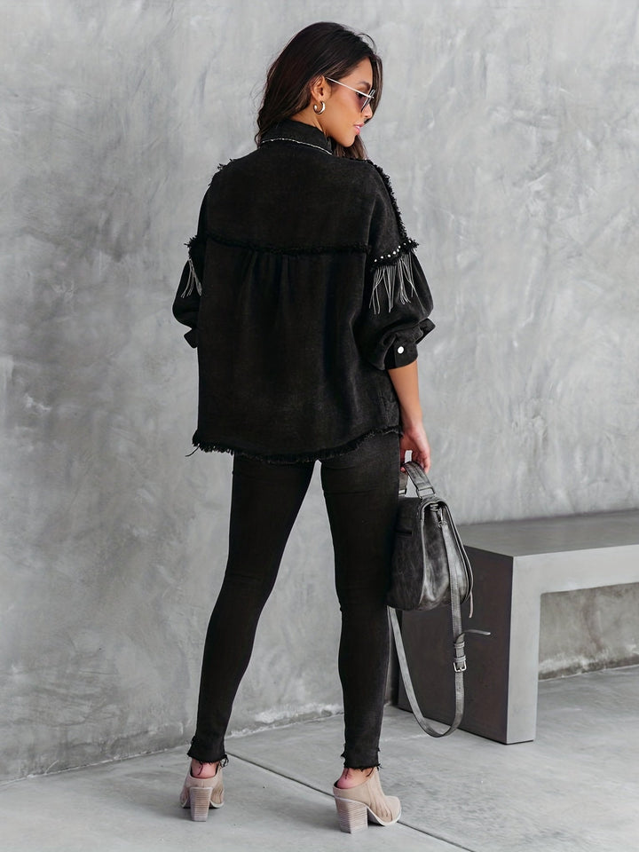 Elle - giacca di jeans elegante con frange