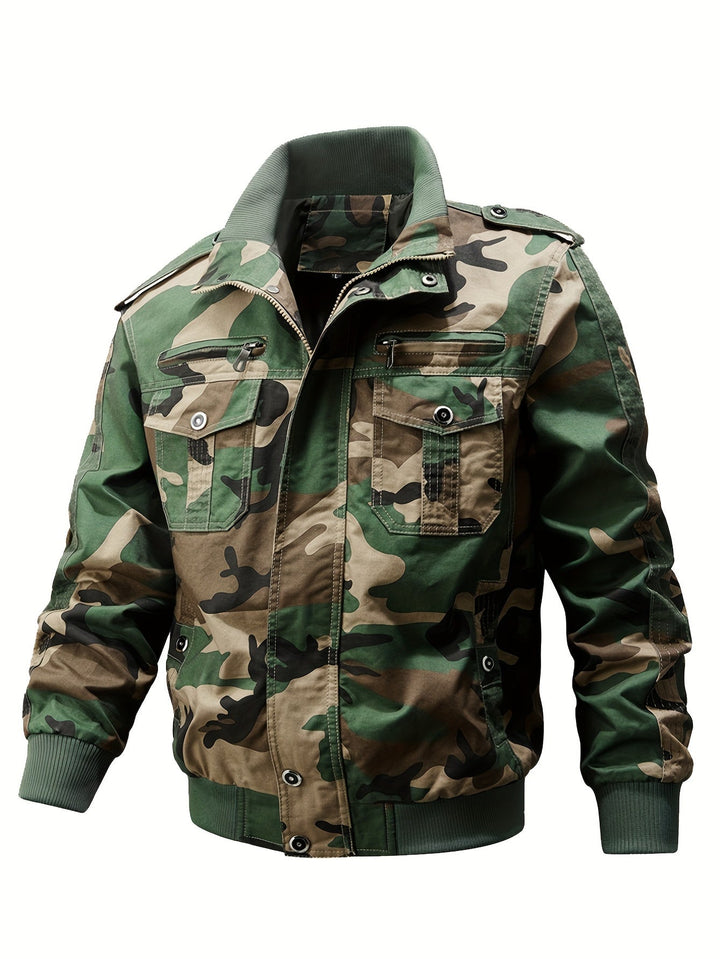 Veste pilote camouflage chaude avec plusieurs poches pour hommes | Parfaite pour les activités de plein air