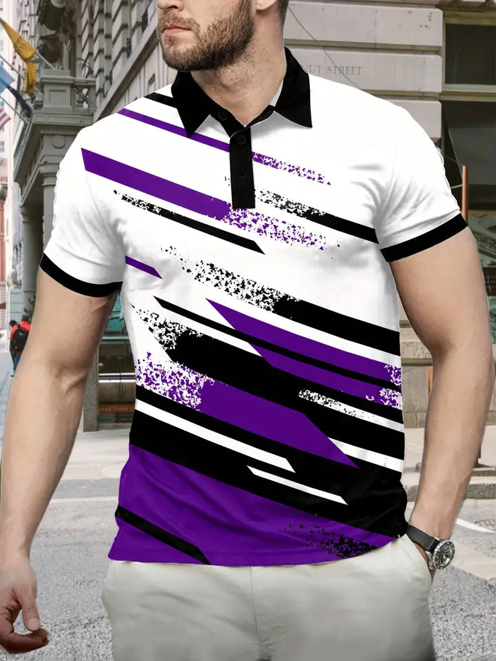 Polo homme avec impression graphique – Polo moderne à manches courtes avec col pour loisirs, streetwear & été
