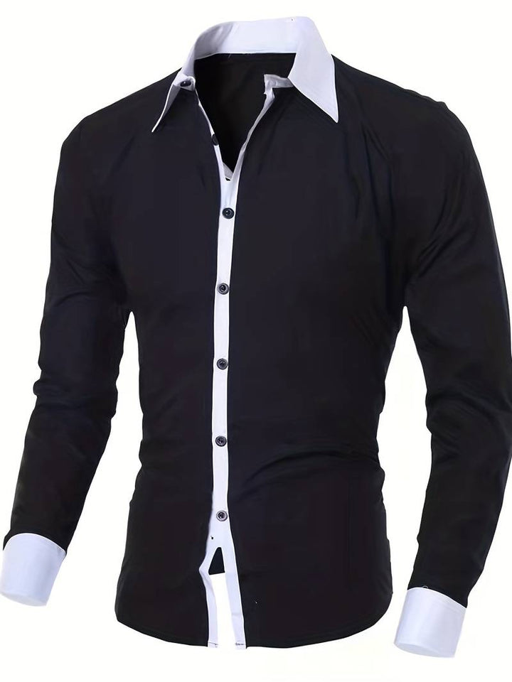 Herren Hemd mit Kontrastkragen – Slim Fit Langarmhemd für Business, Party & Abendveranstaltungen