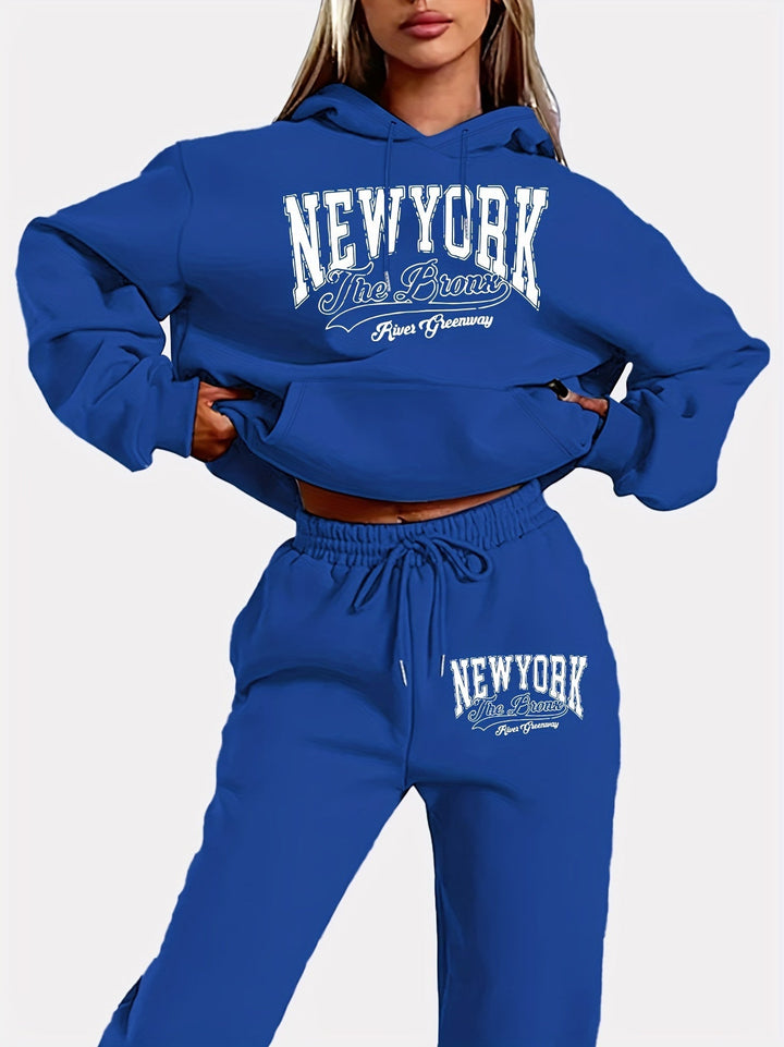 Sweat à capuche décontracté avec cordon de serrage & pantalon de jogging pour femmes | Idéal pour automne/hiver