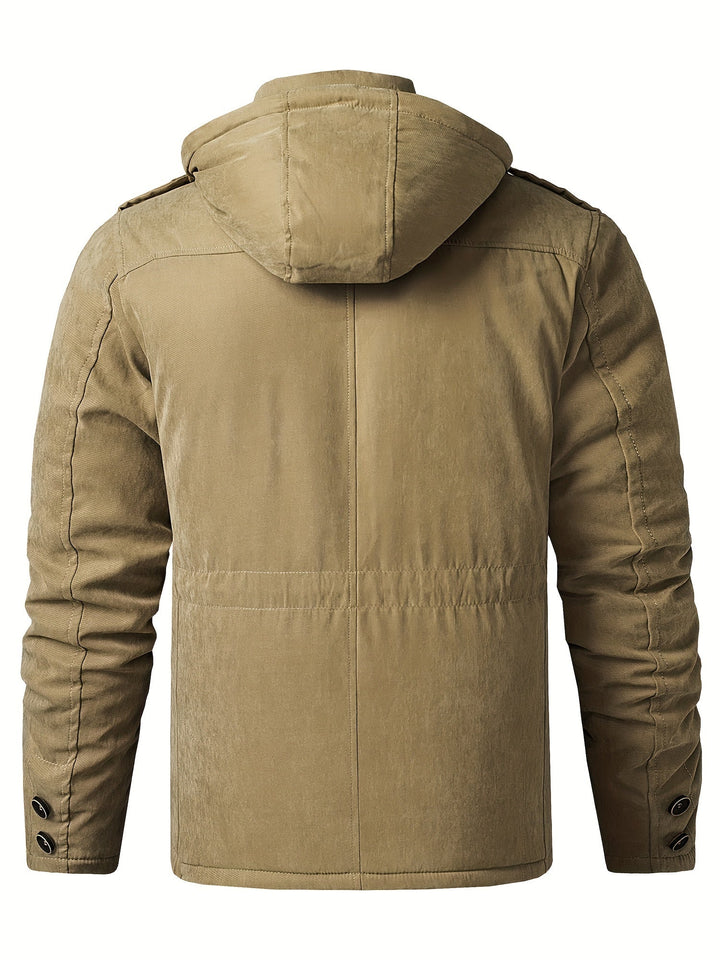 Casual Veste d'hiver cargo à capuche avec plusieurs poches en polaire chaude | Parfaite pour les activités de loisirs