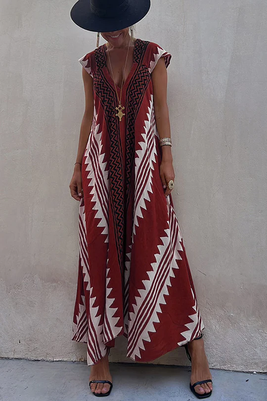 ISA - Robe maxi à imprimé ethnique (en 7 couleurs)