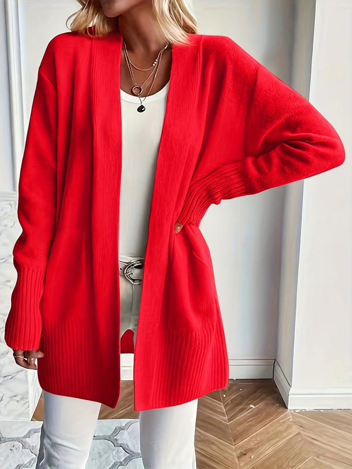 Lässiger Strickwaren-Woll-Cardigan mit Tasche für Damen | Perfekt für den Alltag