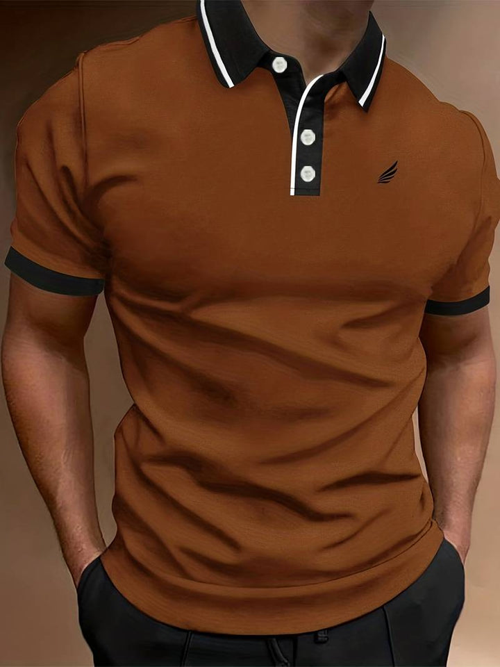 Polo homme avec col contrasté et broderie logo – Polo manches courtes pour loisirs, business casual et tenues d'été