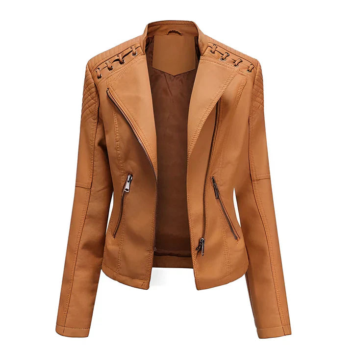 Arline - veste en cuir PU avec fermeture à glissière