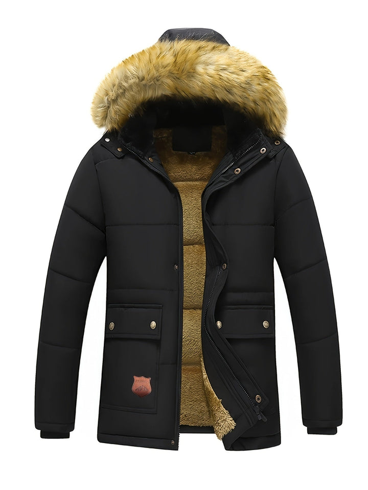 Veste d'hiver décontractée en polyester à capuche pour hommes | Parfaite pour les activités de plein air