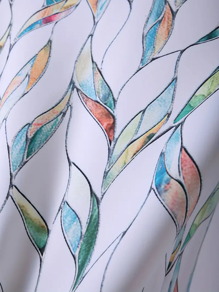 Damen Bluse mit Blattmuster – Elegante Satin-Hemdbluse mit Knöpfen & V-Ausschnitt – Sommer Oberteil für Büro & Freizeit