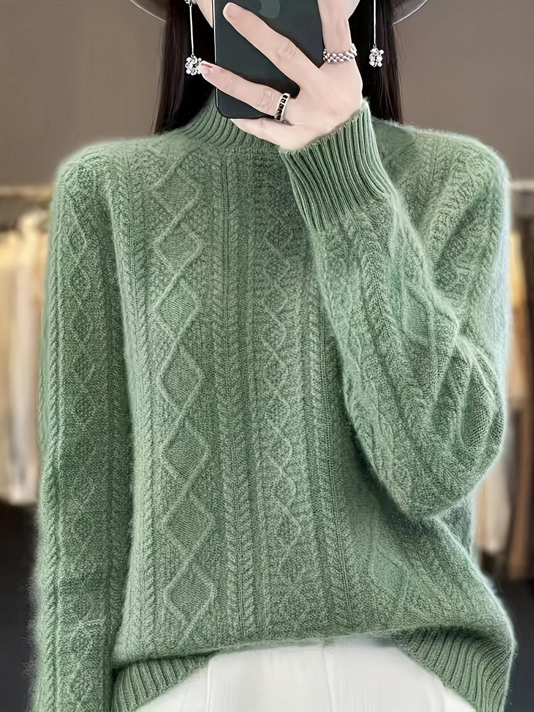 Pull-over en tricot de laine avec manches longues confortables Pull-over femme | Parfait pour les vêtements de loisirs