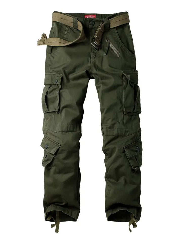 Pantalon cargo homme avec ceinture – Pantalon de loisirs multifonction avec poches et cordon de serrage pour extérieur, travail et quotidien