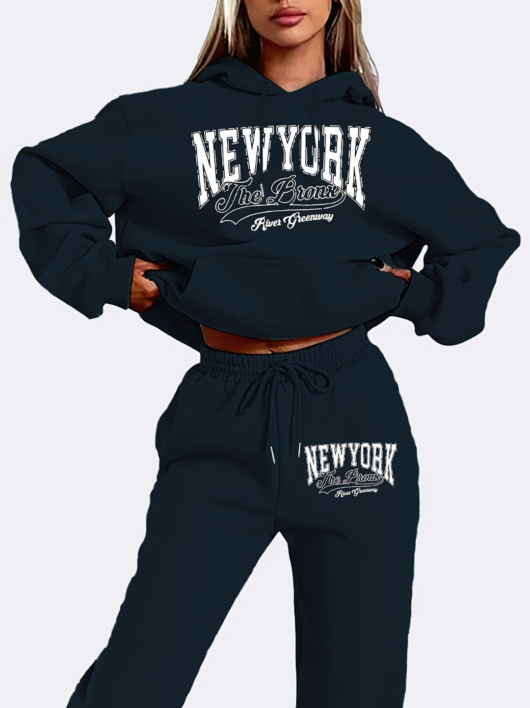 Sweat à capuche décontracté avec cordon de serrage & pantalon de jogging pour femmes | Idéal pour automne/hiver