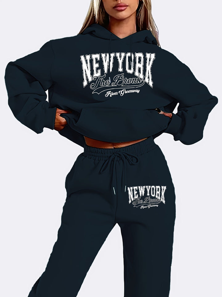 Sweat à capuche décontracté avec cordon de serrage & pantalon de jogging pour femmes | Idéal pour automne/hiver