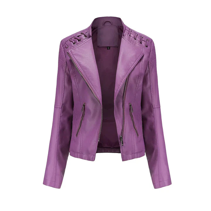 Arline - veste en cuir PU avec fermeture à glissière