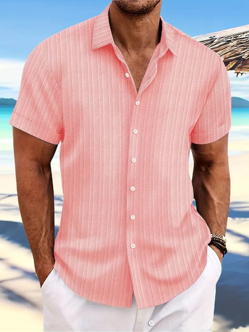 Herren Sommerhemd mit Knopfleiste – Kurzarm Freizeithemd mit Kragen für Urlaub, Strand & Alltag