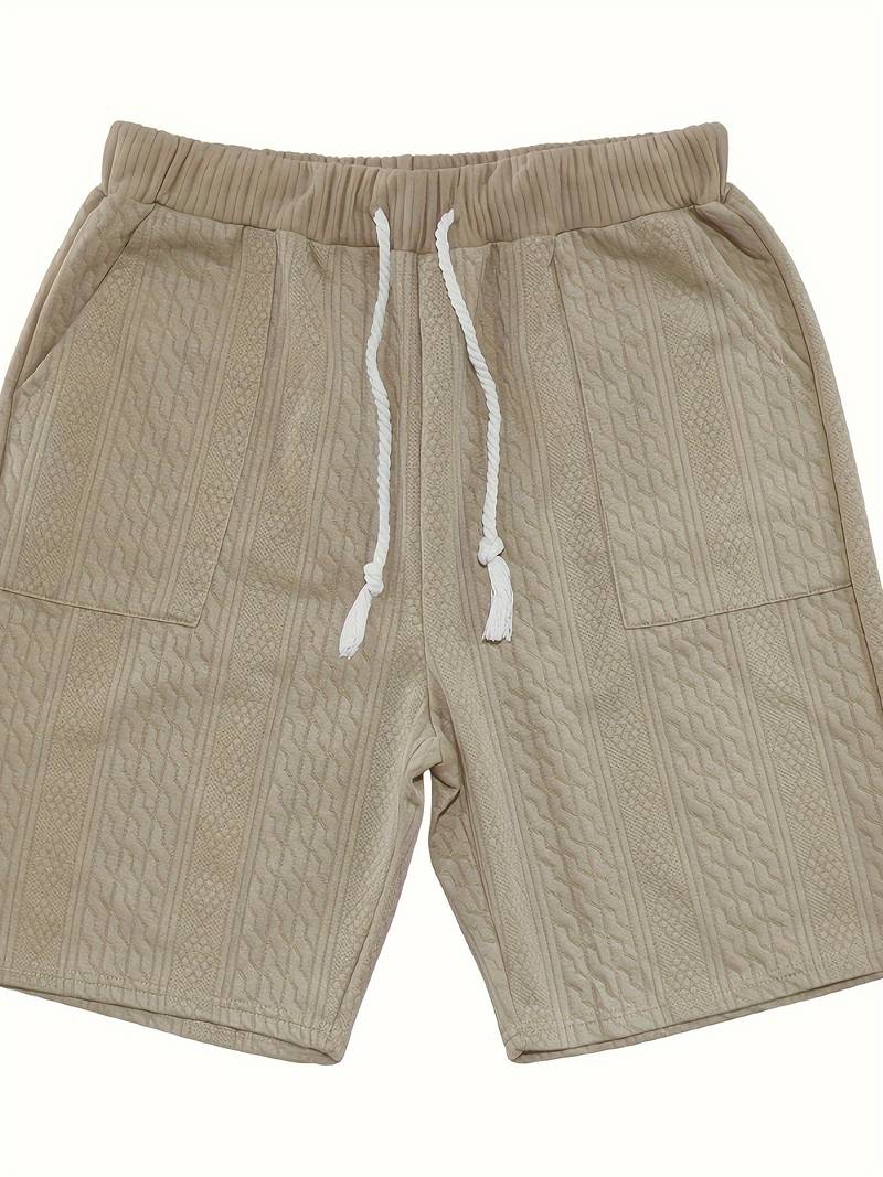 Męski letni zestaw dwuczęściowy – oversize koszula z dekoltem w serek i szorty w dzianinowym stylu – streetwearowy strój na czas wolny i wakacje