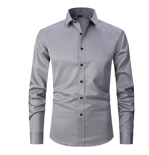 Chemise business slim fit pour hommes avec boutons contrastés – Chemise classique à manches longues pour bureau, occasion & quotidien
