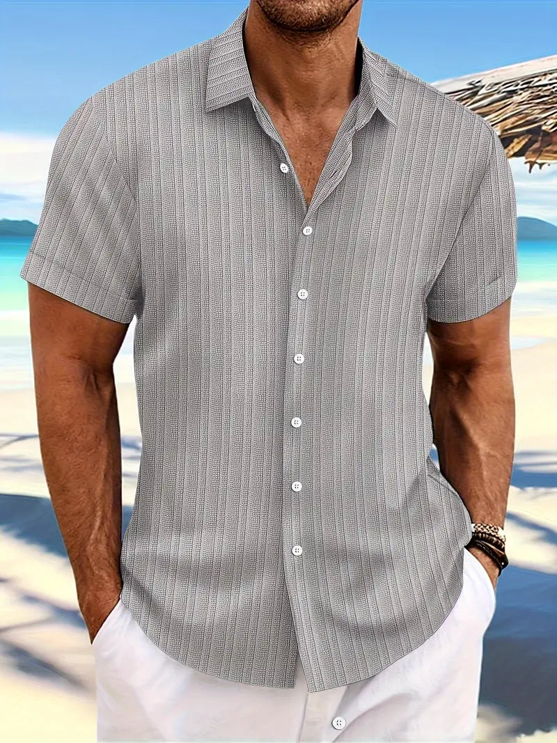 Herren Sommerhemd mit Knopfleiste – Kurzarm Freizeithemd mit Kragen für Urlaub, Strand & Alltag