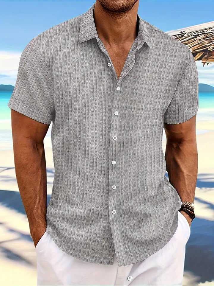Chemise légère à manches courtes pour homme avec col – T-shirt décontracté estival style plage et vacances