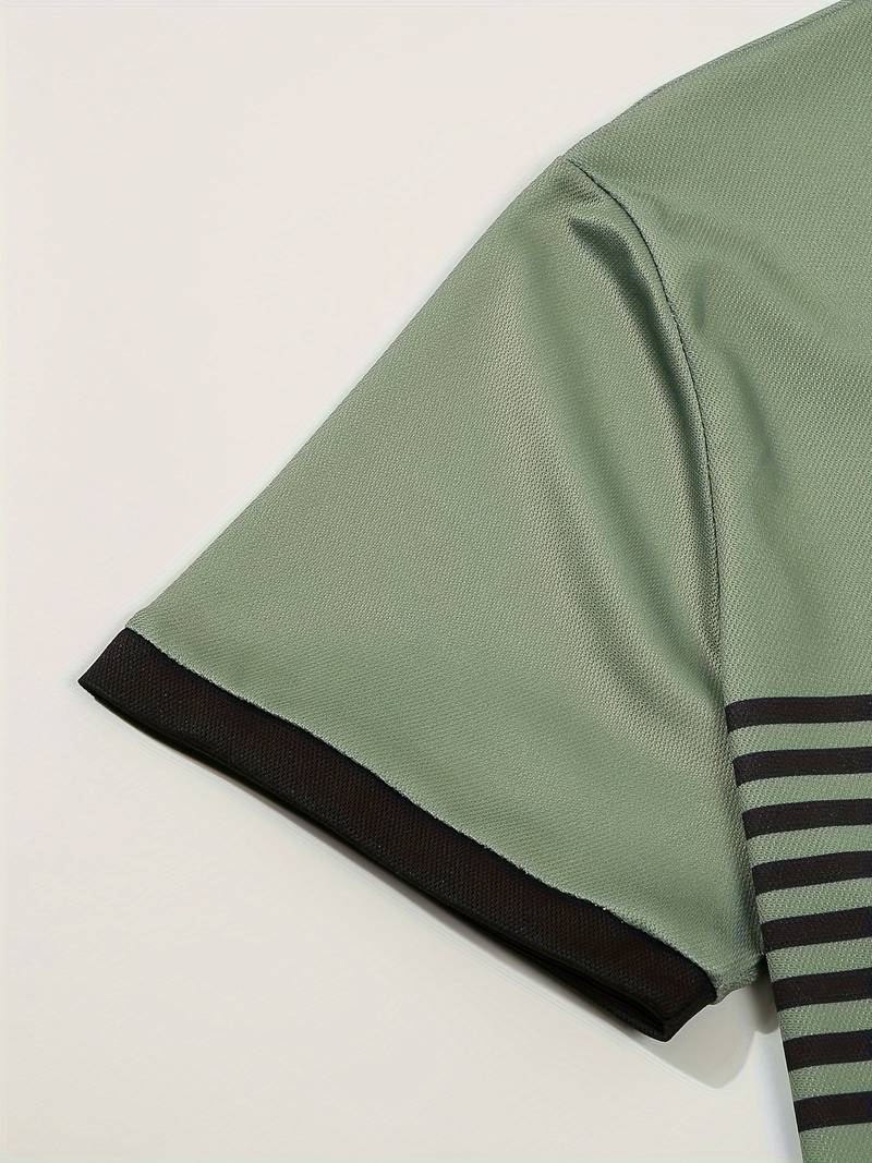 Polo homme à rayures – Chemise à manches courtes avec patte de boutonnage et col contrasté