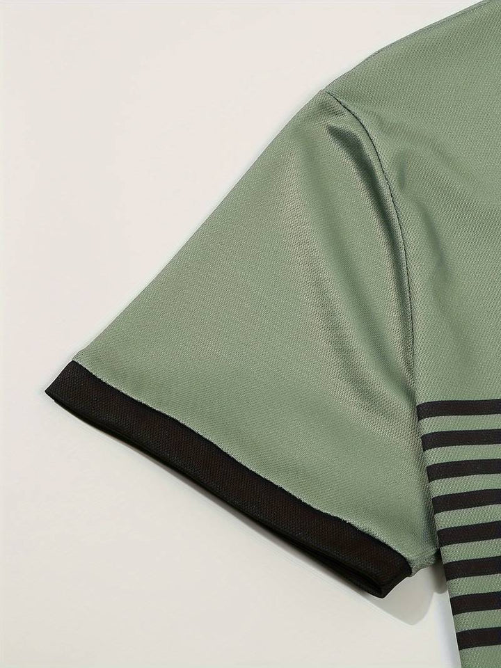 Polo homme à rayures – Chemise à manches courtes avec patte de boutonnage et col contrasté
