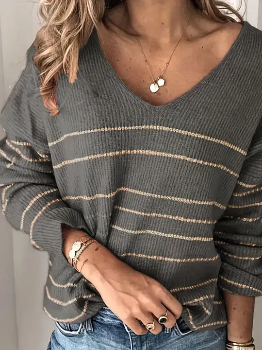 Mace | Modischer V-Ausschnitt Pullover mit Streifen für Damen