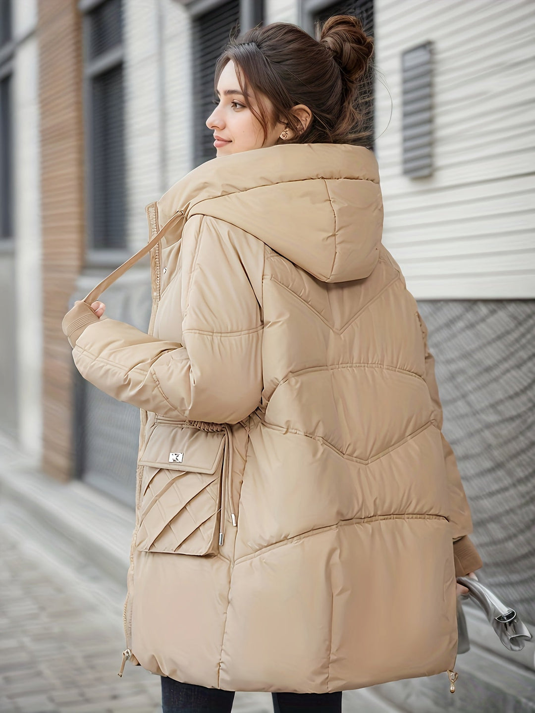 Giacca invernale imbottita di media lunghezza alla moda per donna | Perfetta per attività all'aperto