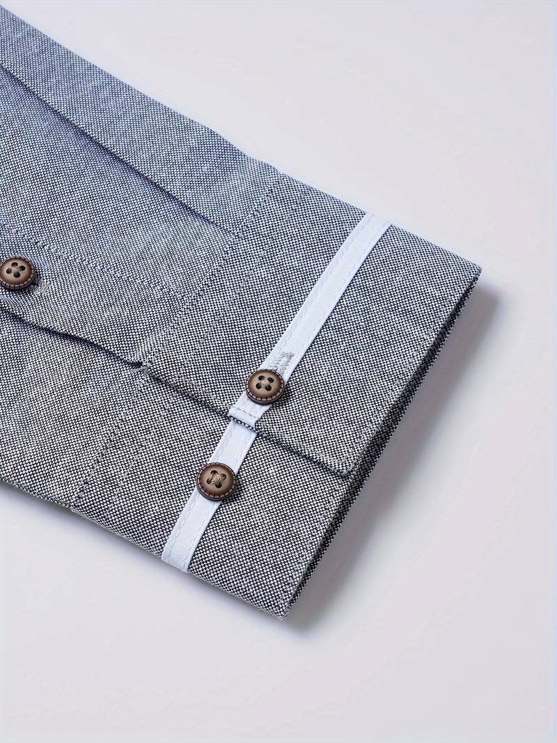 Chemise homme avec détails contrastés et col montant – Chemise à manches longues moderne pour affaires, quotidien et smart casual