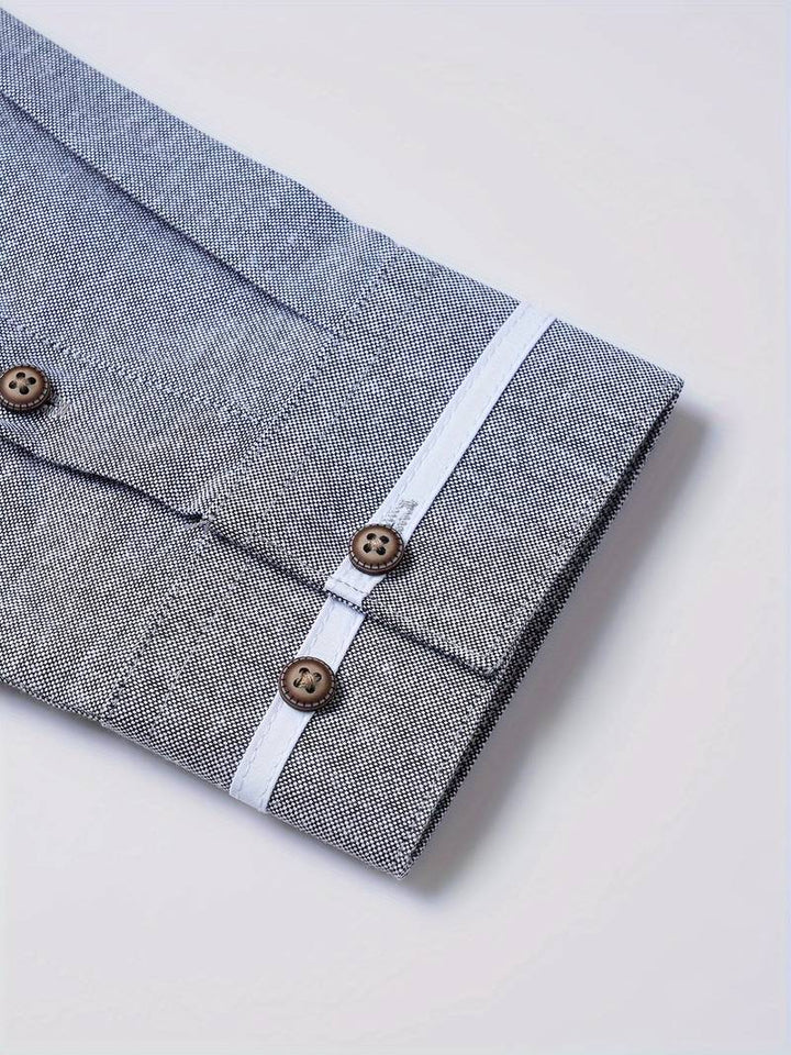 Chemise homme avec détails contrastés et col montant – Chemise à manches longues moderne pour affaires, quotidien et smart casual