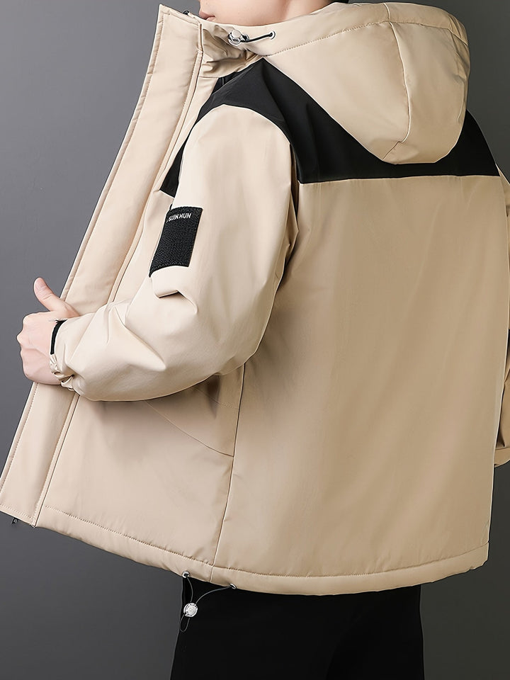 Veste de transition pour hommes – Veste streetwear coupe-vent avec capuche et poches utilitaires