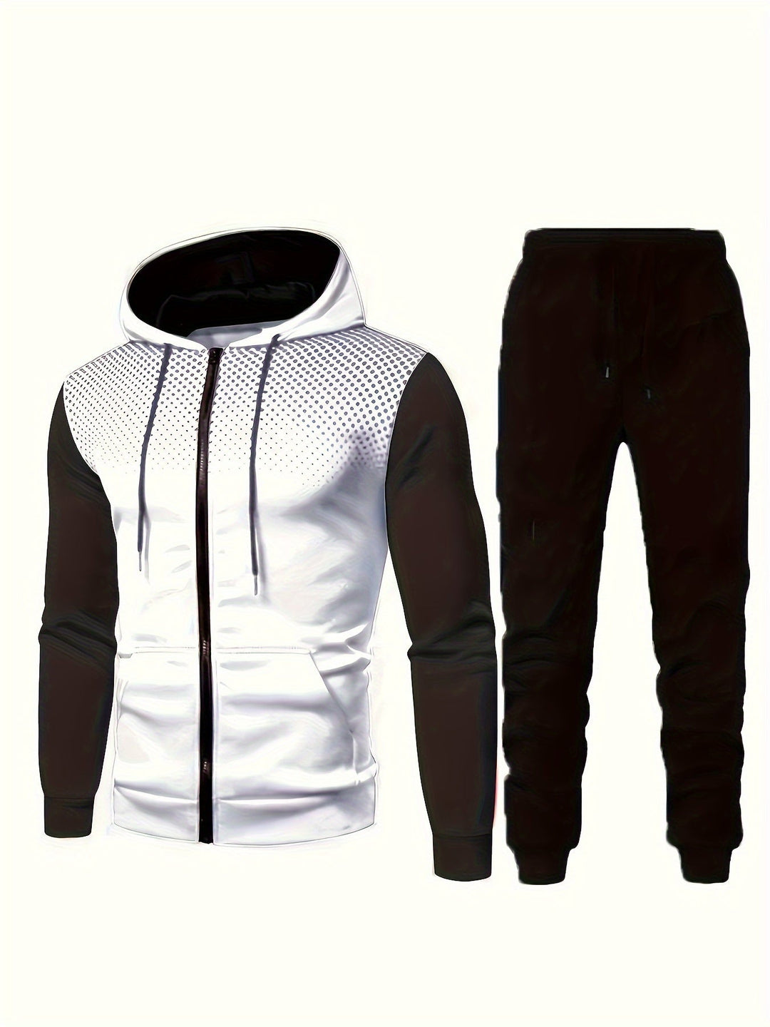 Casual fleece sweatshirt tracksuit with hood, long-sleeved and drawstring pants for men | Perfect for leisure activities