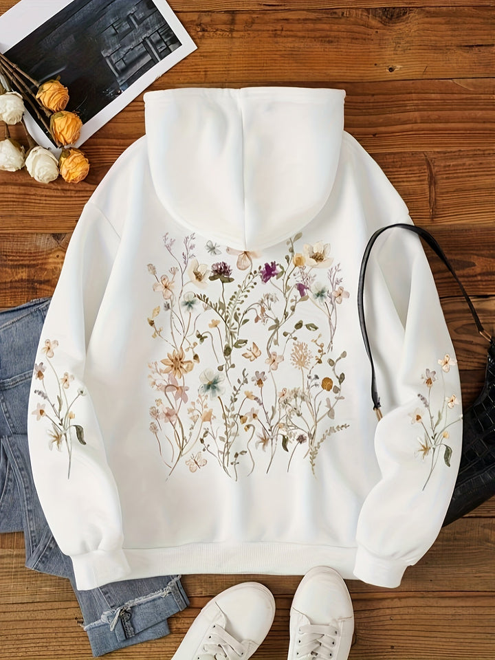 Eleganter Fleece-Pullover-Hoodie mit Backprint und Kapuze für Women | Ideal für den Alltag