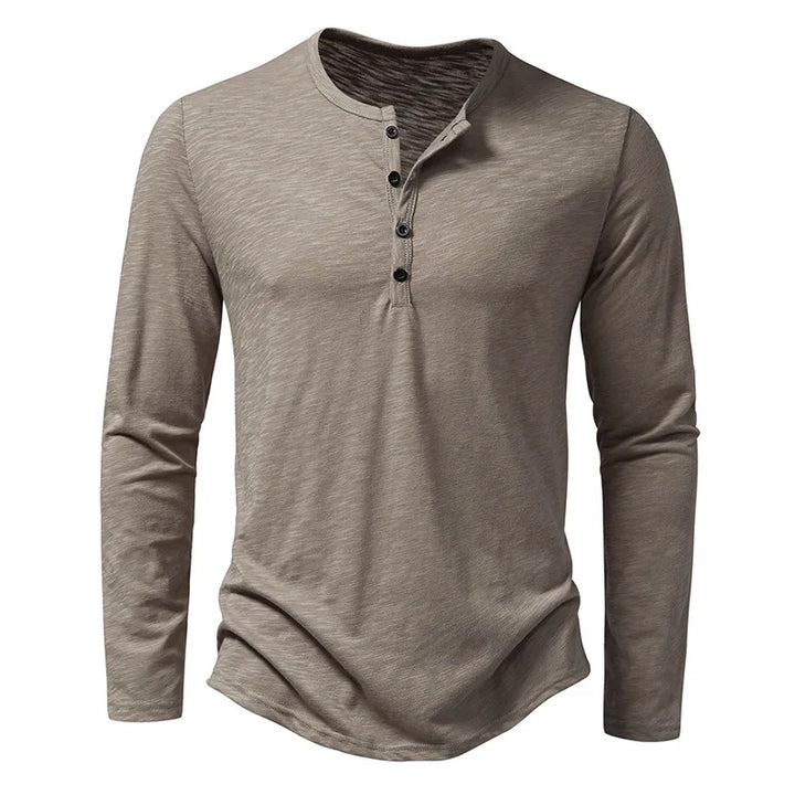 T-shirt à manches longues pour homme avec patte de boutonnage – T-shirt Henley slim fit pour loisirs, quotidien et looks en superposition