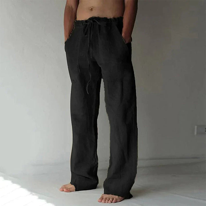 Herren Leinenhose mit Kordelzug – Luftige Freizeithose in weiter Passform für Sommer, Strand & Entspannung