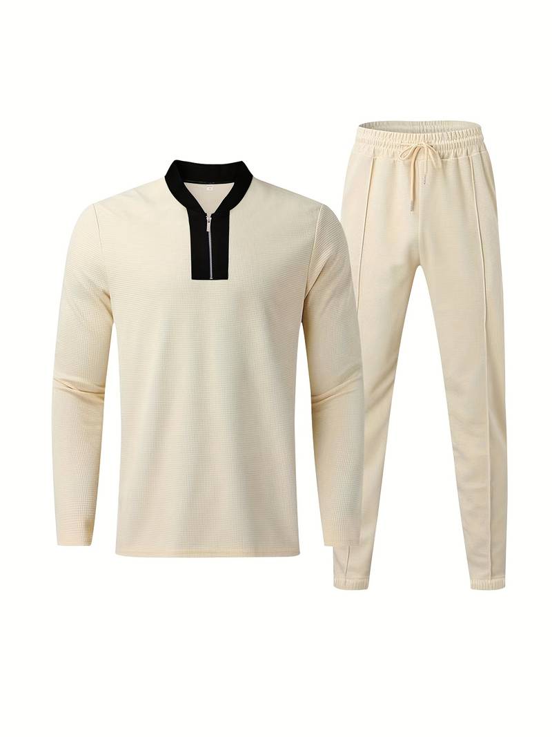 Ensemble pour homme en deux pièces – Ensemble de loisirs et survêtement d'entraînement à col montant à la mode