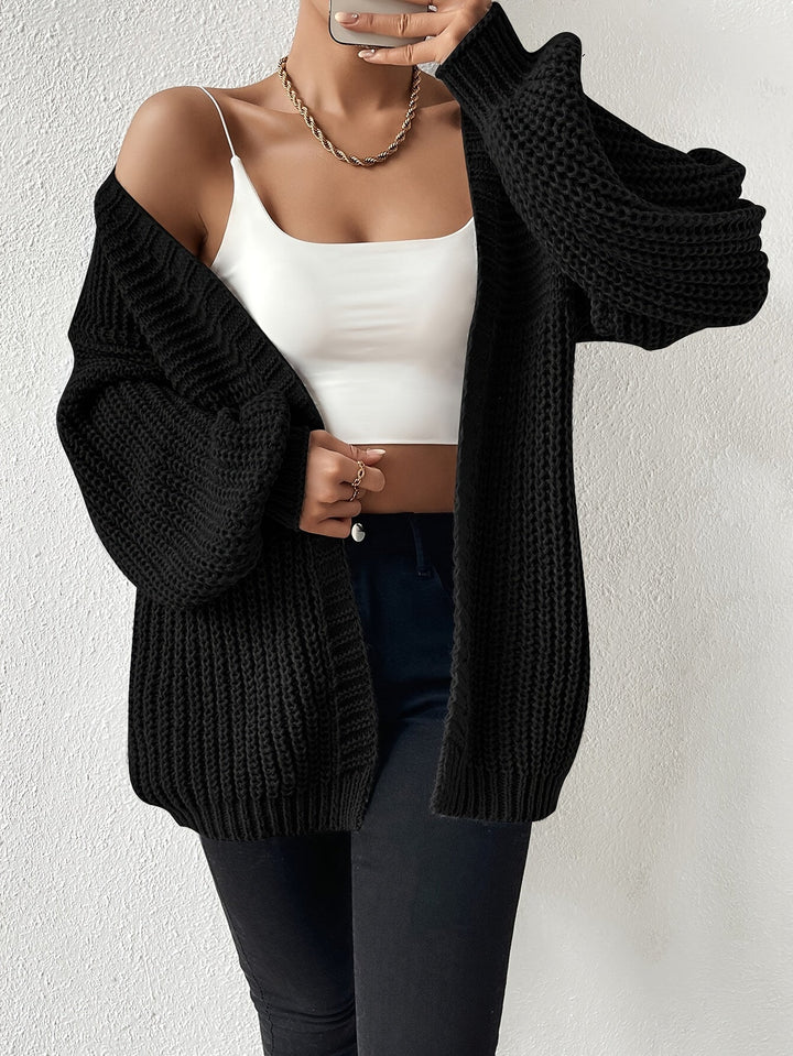 Lässiger gemütlicher grob gestrickter Drop-Shoulder Strickcardigan für Damen | Perfekt für Gemütliche Tage