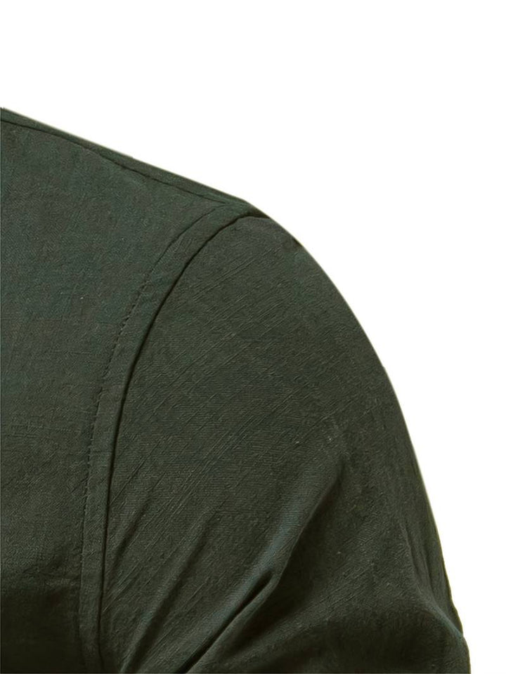 Chemise homme avec col montant – Chemise décontractée à manches longues avec patte de boutonnage pour affaires, quotidien & tenues smart casual