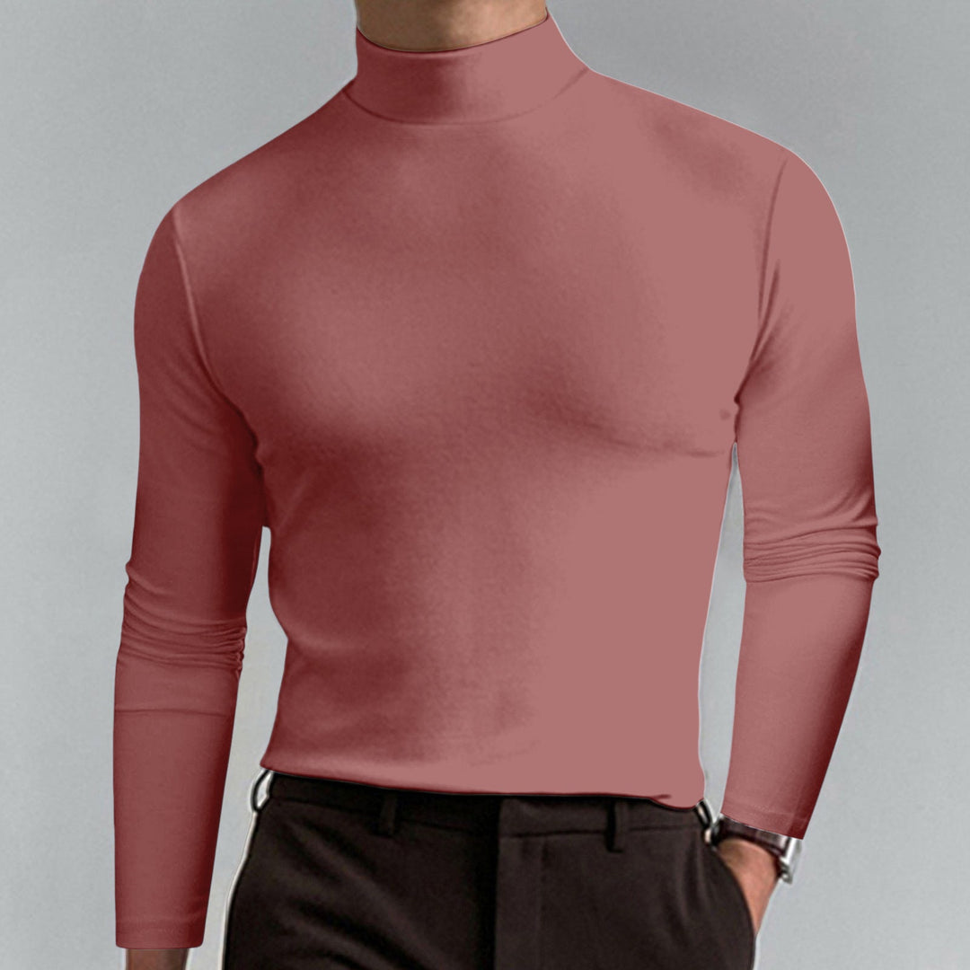 T-shirt à col roulé pour homme à manches courtes – Haut ajusté pour affaires, loisirs et looks superposés