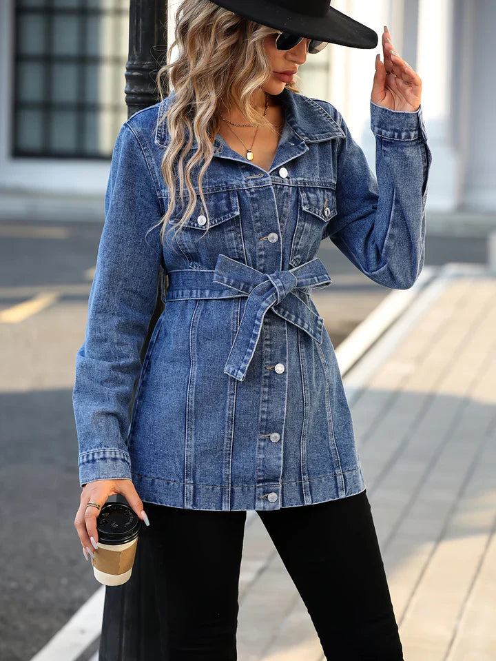 Gina - manteau en denim pour femmes avec poches à rabat