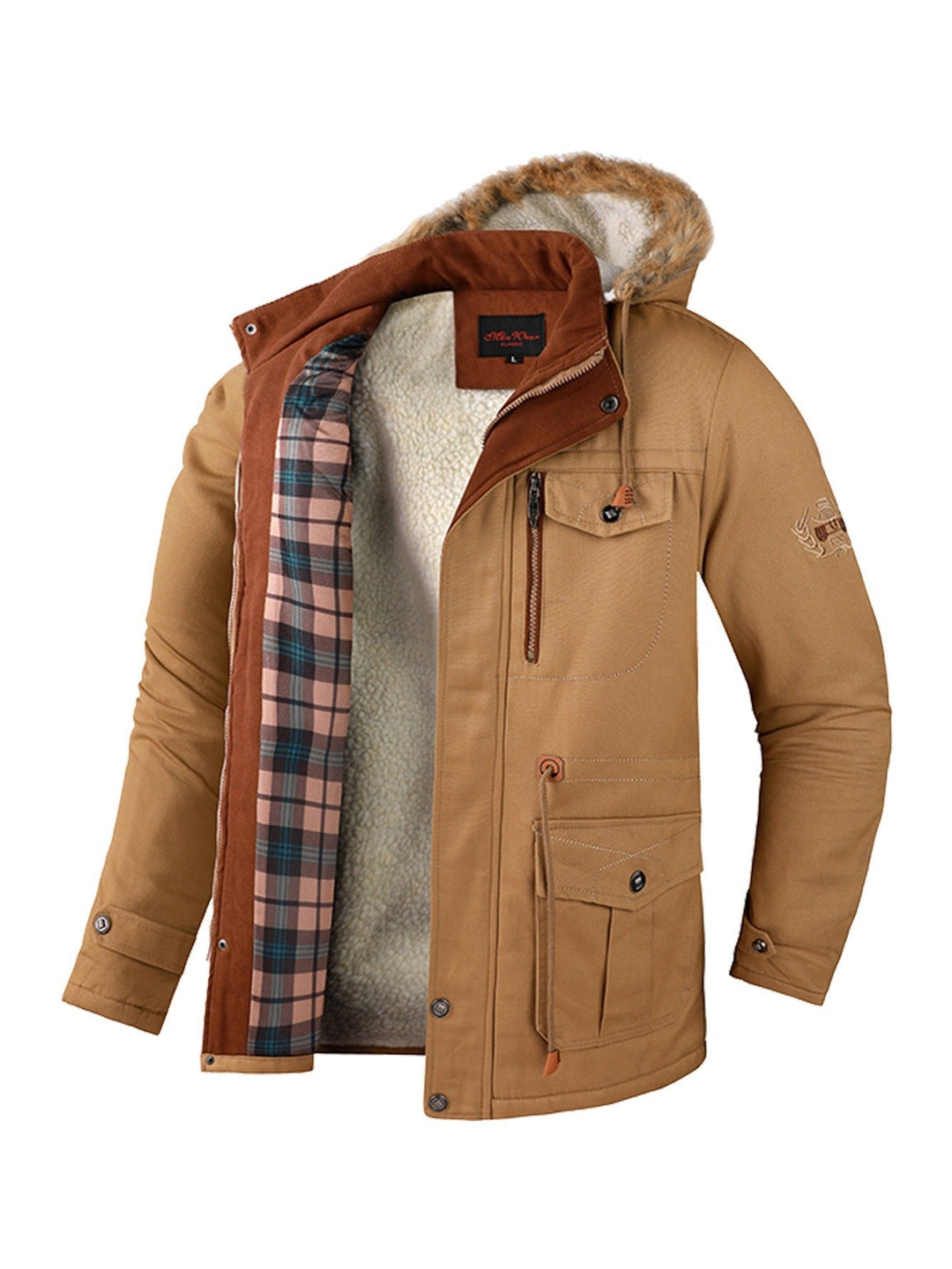 Del - Veste d'hiver chaude en laine d'agneau pour hommes
