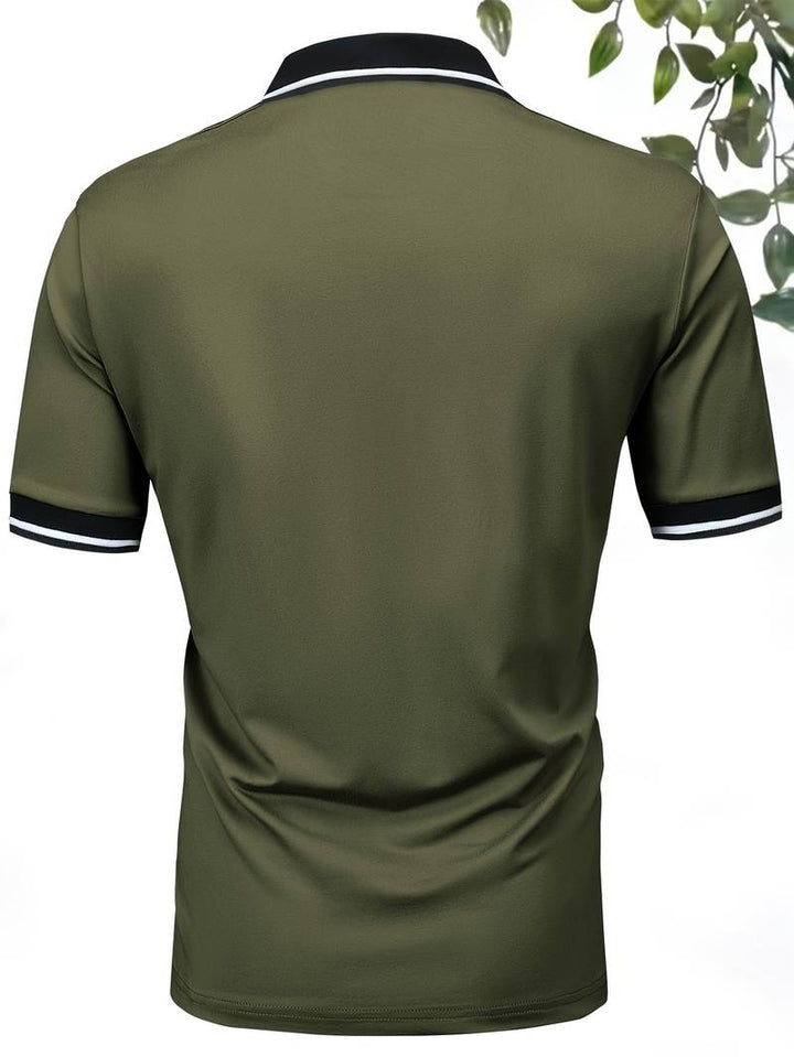 Caleb – camicia a maniche corte a blocchi di colore alla moda con chiusura a bottoni e rever