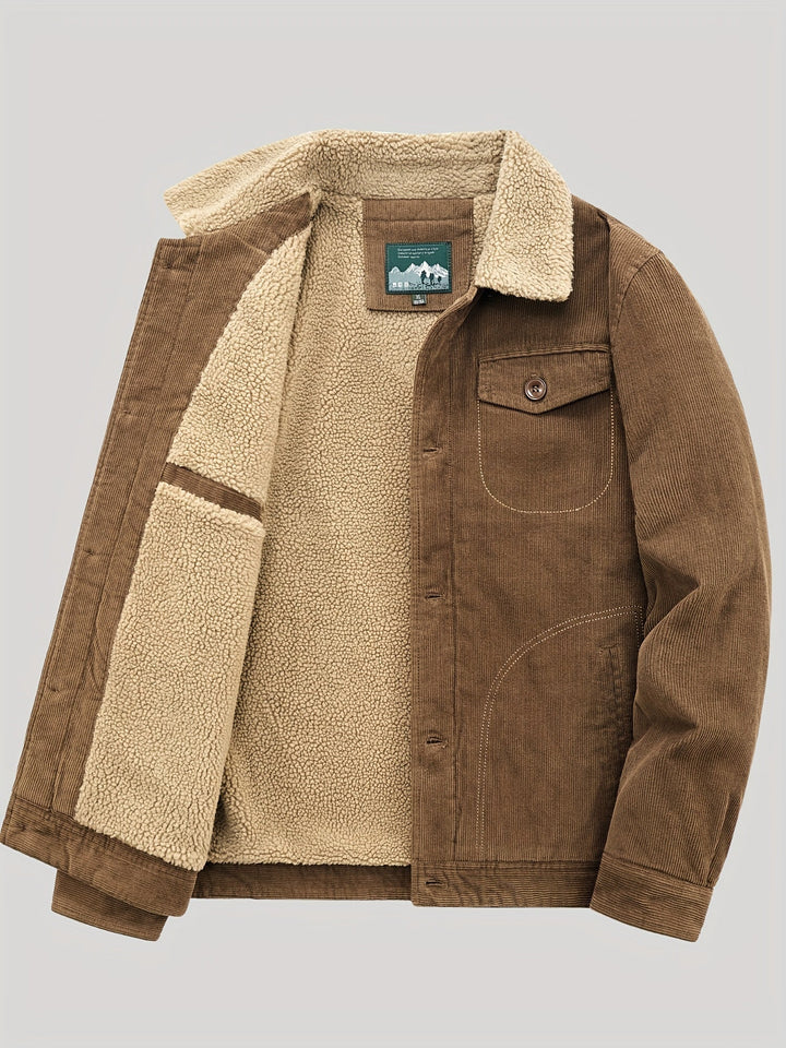 Veste d'extérieur légère en polaire chaude avec boutons et poche poitrine pour hommes | Parfait pour les activités de plein air