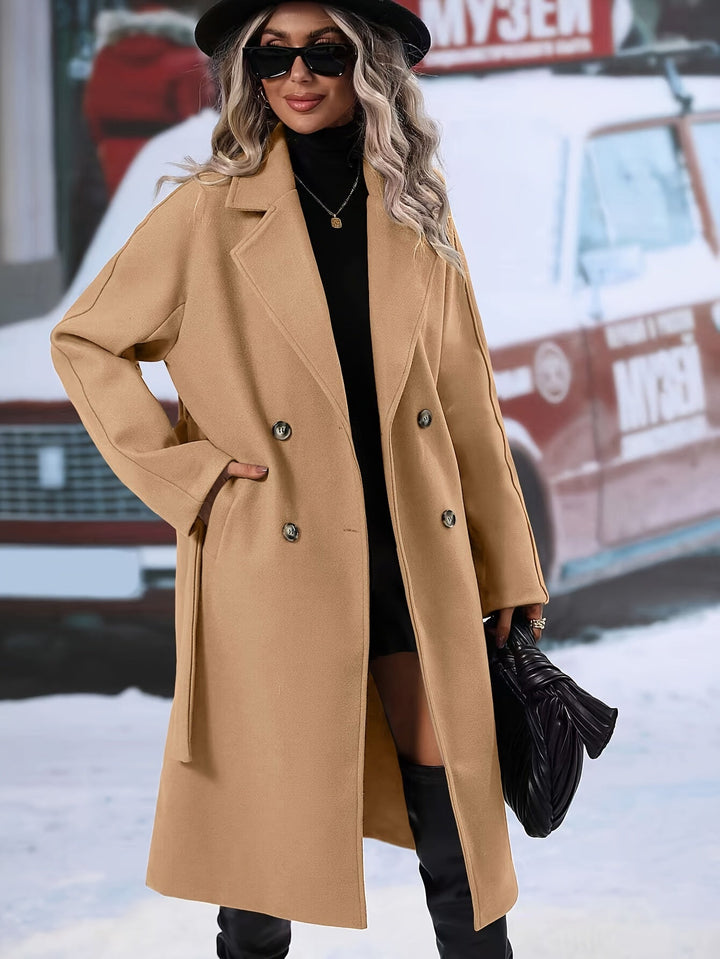 Eleganter Trenchcoat mit Gürtel und einfarbigen Taschen für Damen | Ideal für jede Jahreszeit