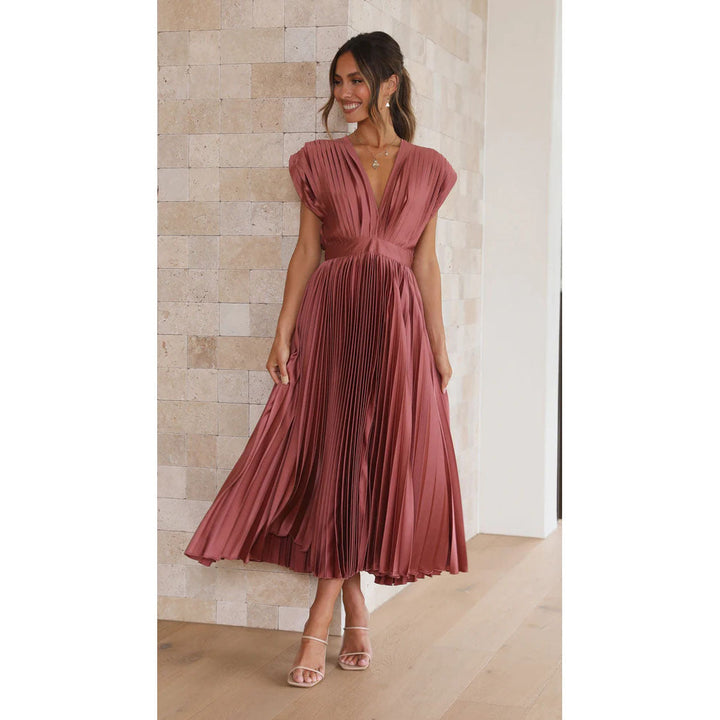 Robe Midi Élégante - Sans Manches - Décolleté V