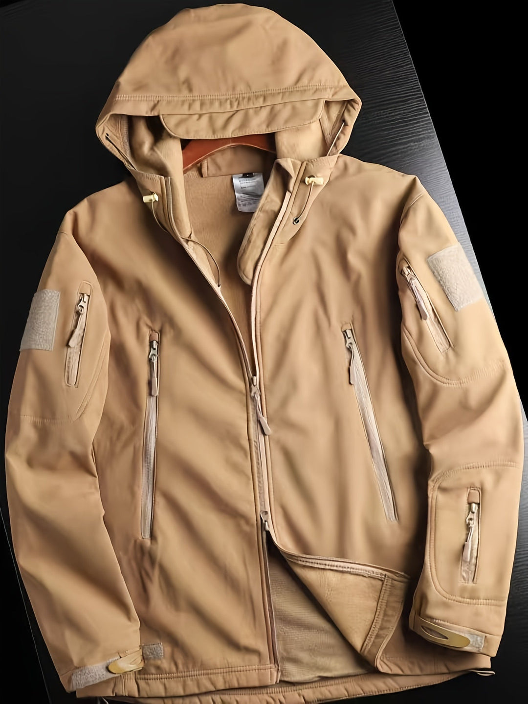 Veste softshell homme – Veste tactique extérieure coupe-vent avec capuche et poches zippées