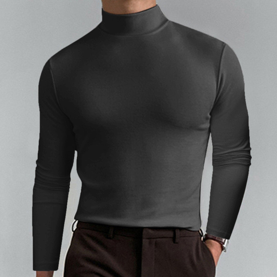 T-shirt a manica lunga slim fit da uomo con collo alto