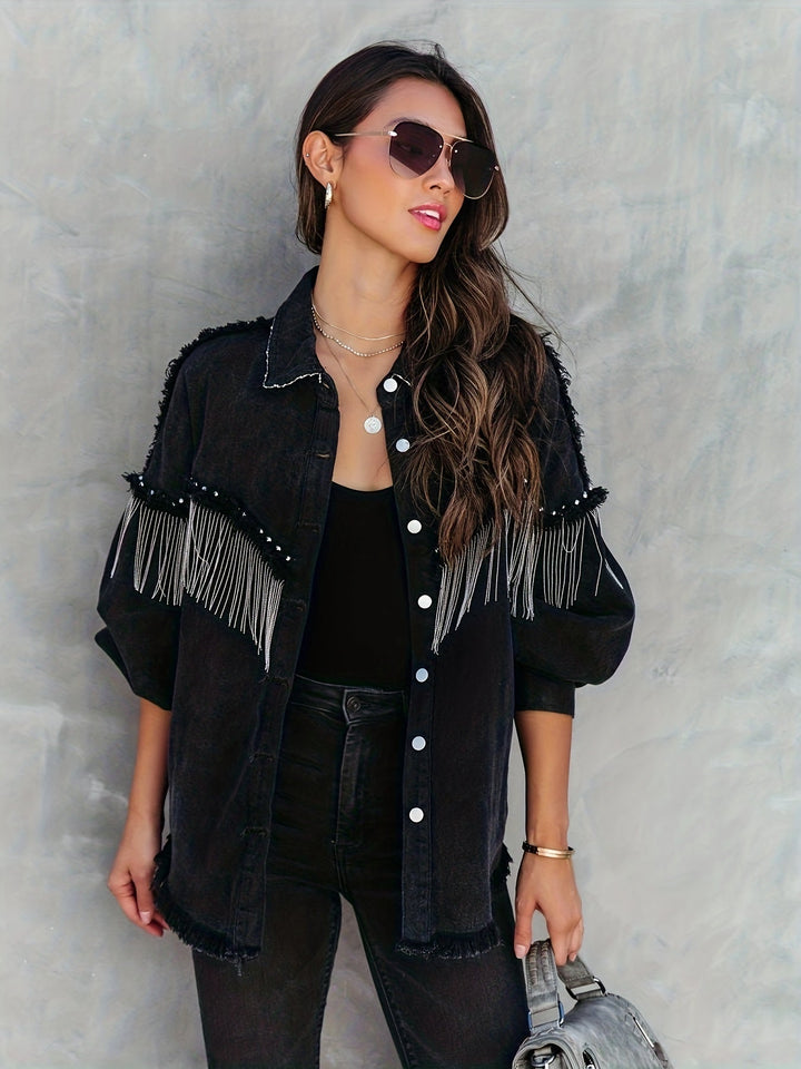 Elle - giacca di jeans elegante con frange
