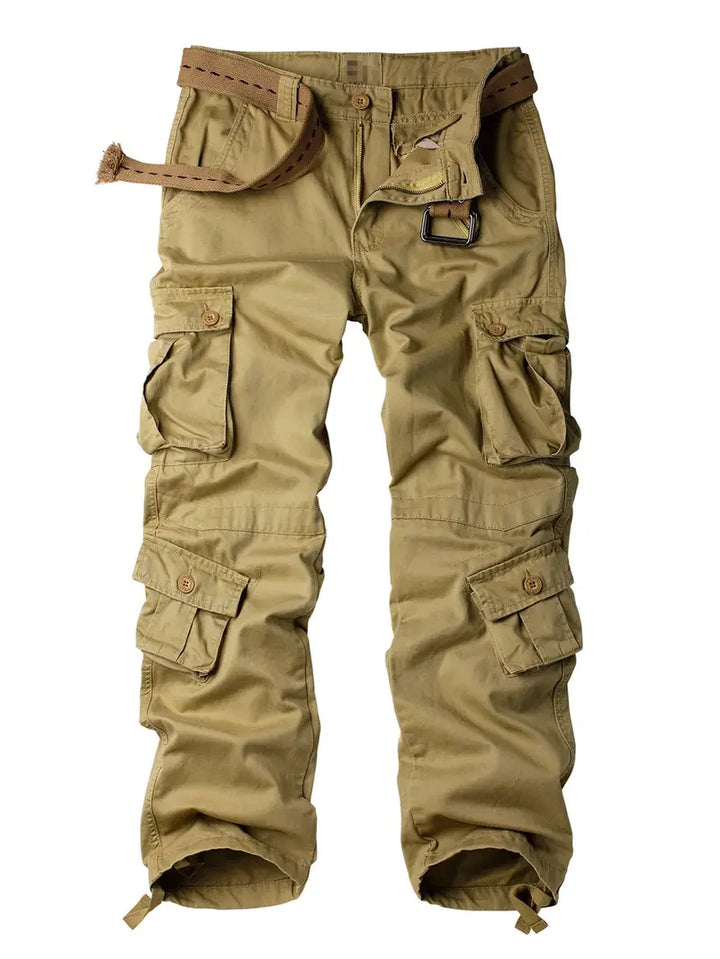 Pantalon cargo homme avec ceinture – Pantalon de loisirs multifonction avec poches et cordon de serrage pour extérieur, travail et quotidien