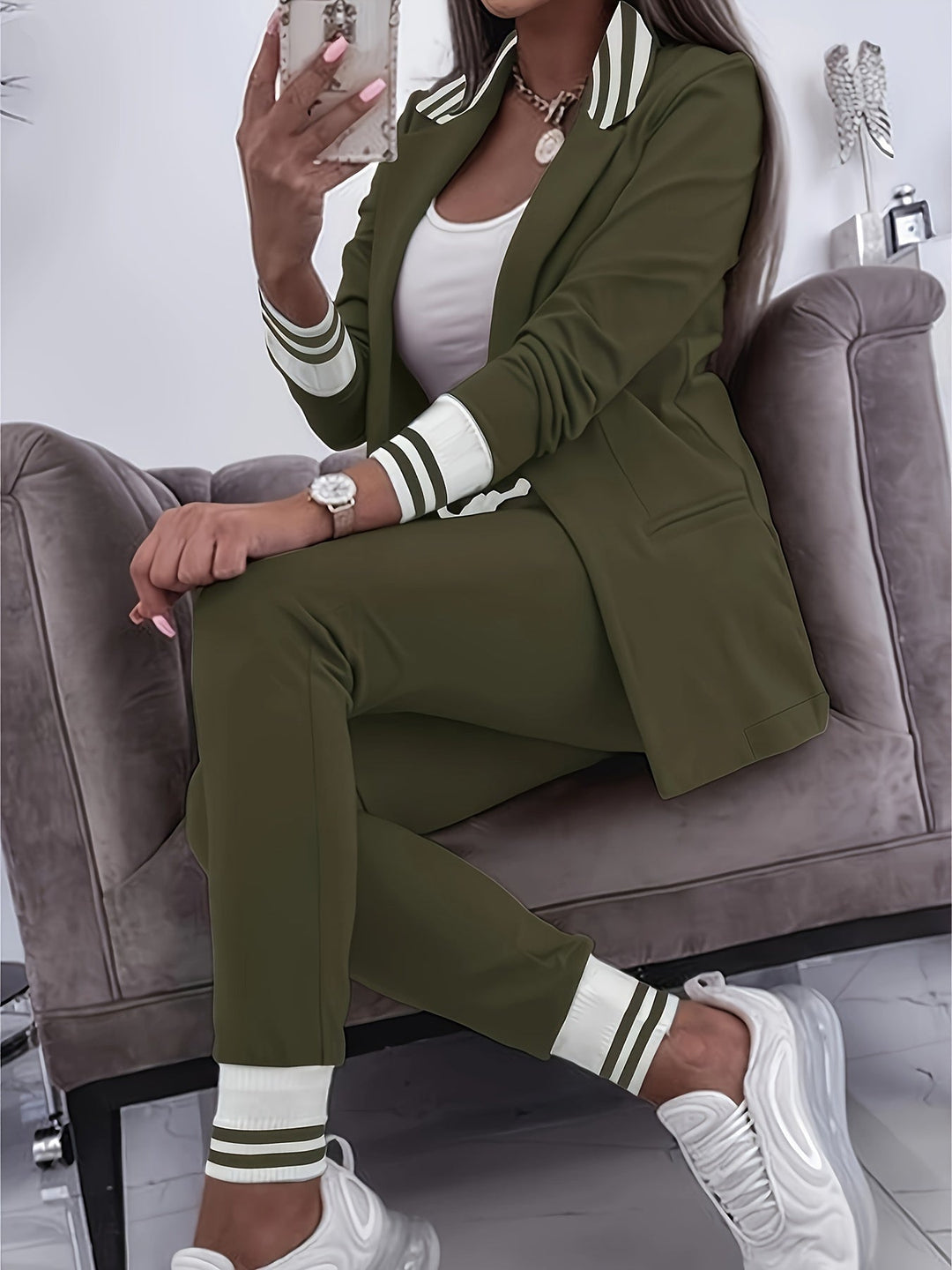 Casual Slim Hosen Und Blazer Outfit Set Für Damen | Perfekt Für Lässige Tage
